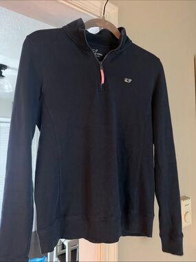 Vineyard Vines ladies  Navy Half-Zip Pullover with Pink Zipper Tab